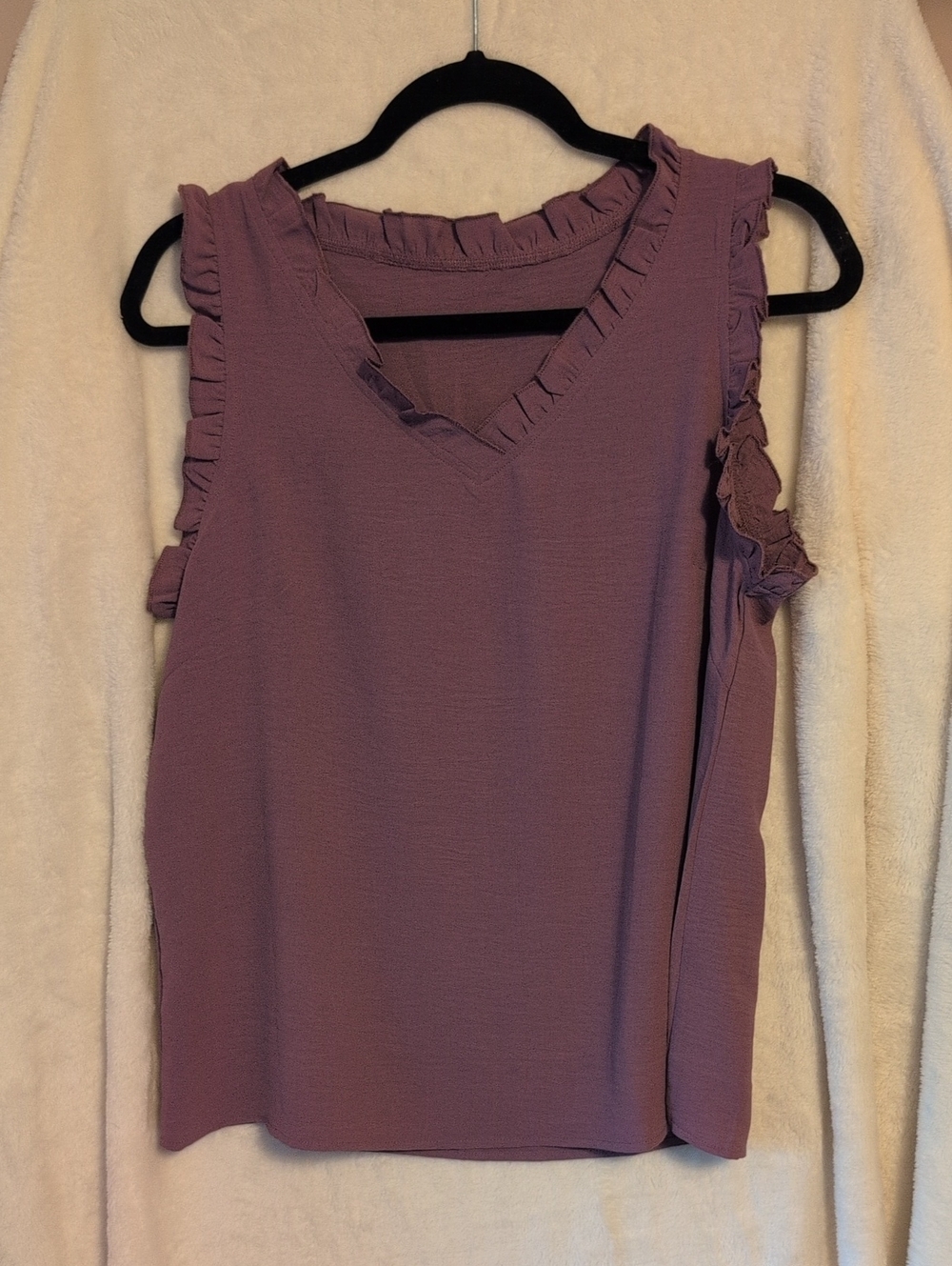 Ruffled V-Neck Sleeveless Top - Dusty Purple NWOT